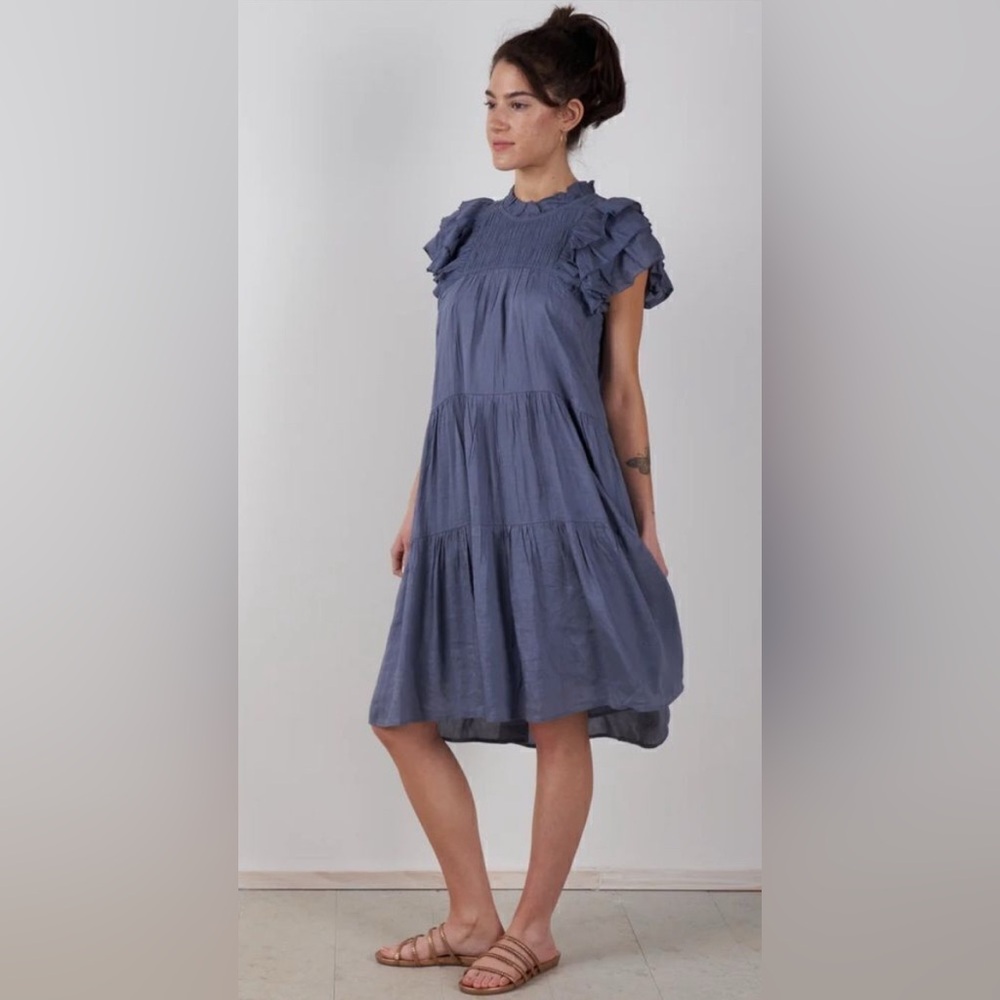 Sea New York Eleanor Tiered Smocked Slate Women’s Dress Size XXS.